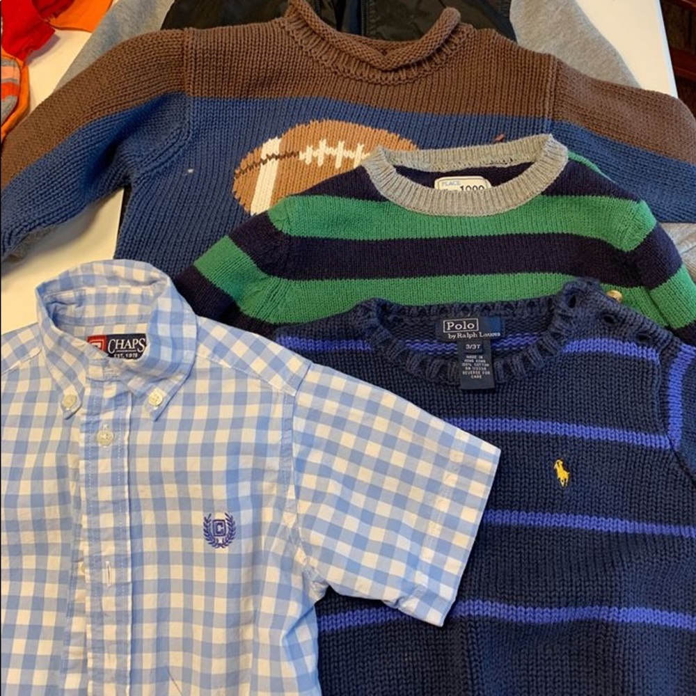 Three Sweaters and Collared Shirt